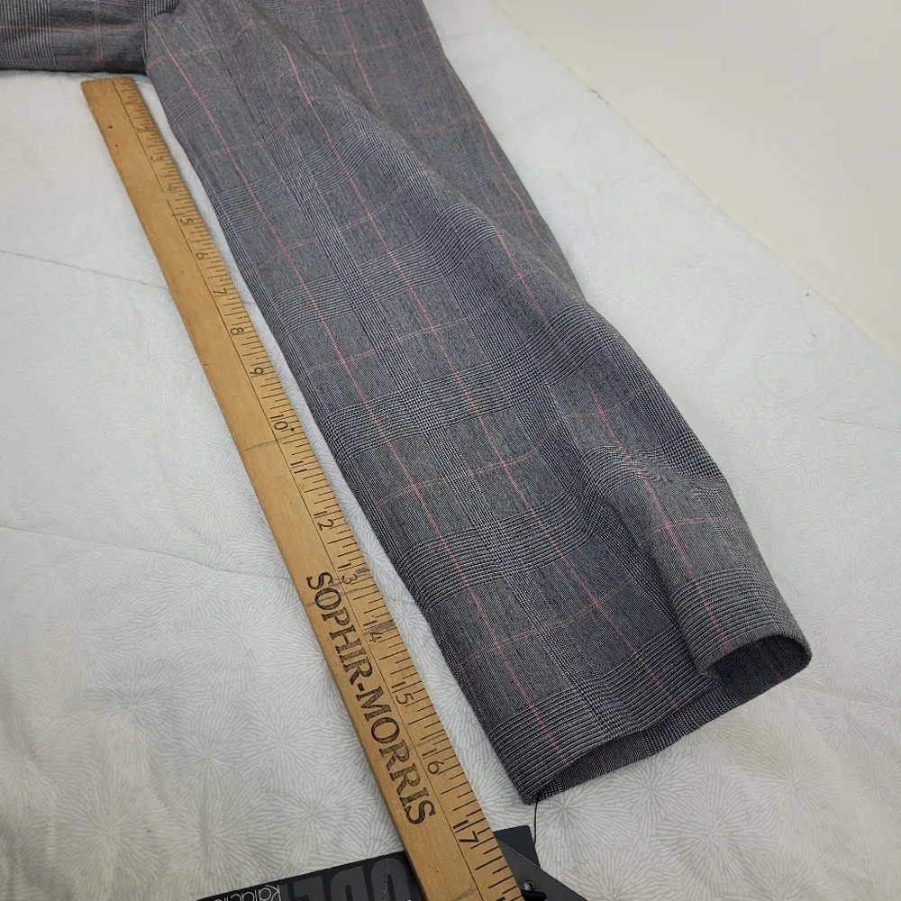 Rafaella Petite Women's Gray Pink Plaid Fitted Lined Blazer Office Work NWT 14
